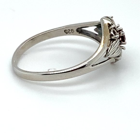 Pyrope .40ct Platinum Finish Solid 925 Sterling Silver Ring - Picture 4 of 6